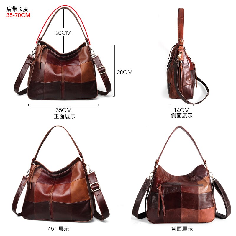 2pcs/Set Vintage Women Handbags Genuine Leather