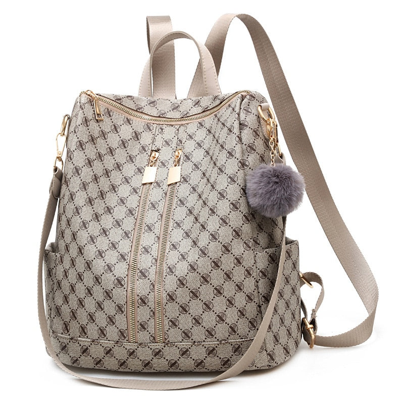 High Quality PU Leather Women Backpack Fashion Anti-theft