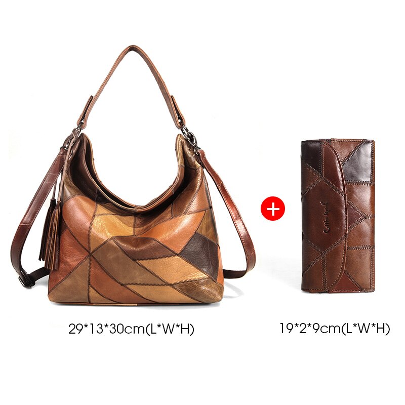 2pcs/Set Vintage Women Handbags Genuine Leather