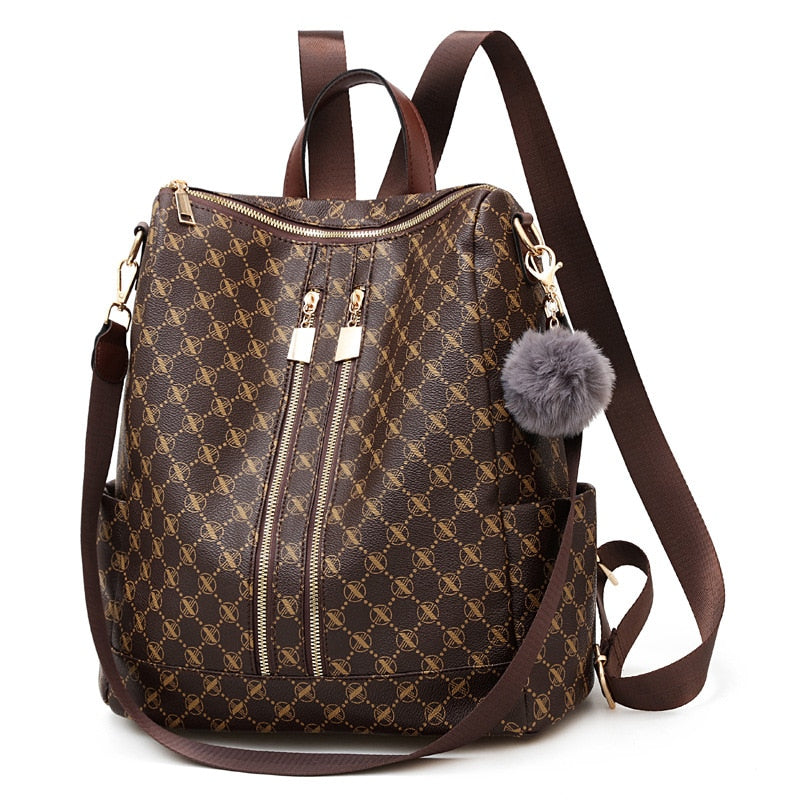 High Quality PU Leather Women Backpack Fashion Anti-theft