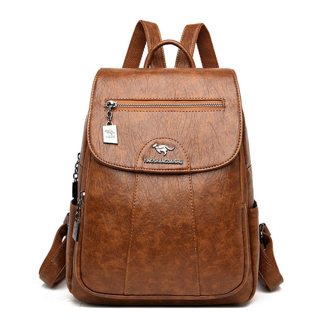 Leather Vintage Backpack For Girls School Travel