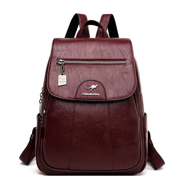 Leather Vintage Backpack For Girls School Travel