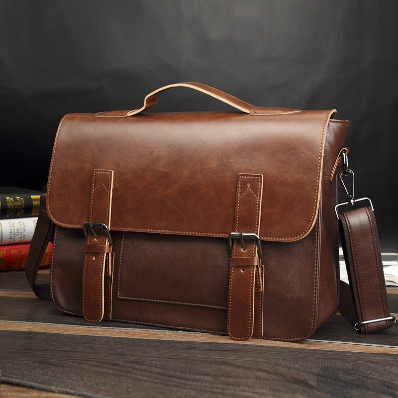 Leather Laptop Briefcase Bag for Men